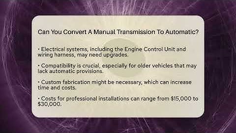 Can You Convert A Manual Transmission To Automatic? - Talking Tech Trends