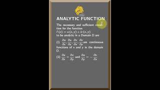 Analytic Function C-R equation 📘 | | Must-know Concept in Complex Analysis #exam