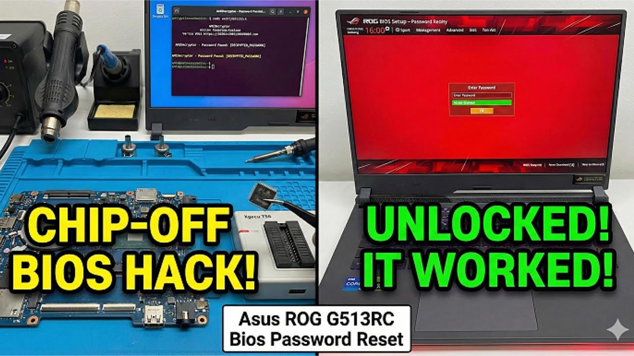 Am DEBLOCAT alt laptop de gaming ! Decriptare parolă BIOS Asus ROG G513RC (Hardware & Software Hack)