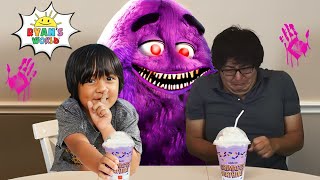 RYAN'S WORLD AND KAJI DAD TRY GRIMACE SHAKE CHALLENGE IN REAL LIFE!