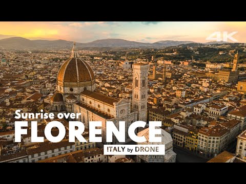 Sunrise over FLORENCE Italy, Tuscany by drone