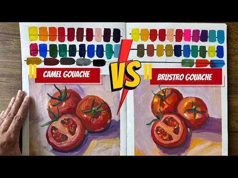 Camel Gouache Vs Brustro Gouache || Honest Review || Swatch Test || Painting Test