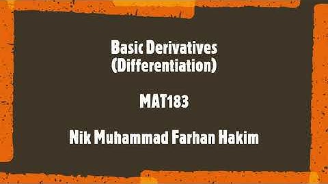 MAT183 - Basic Derivatives