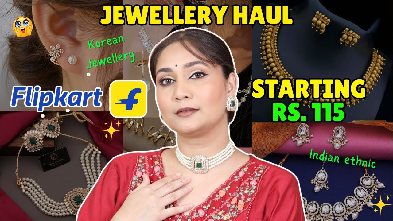 Huge Affordable Jewellery Haul From @flipkart | Korean & Indian Ethnic Jewellery starting Rs. 115