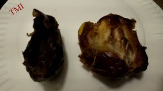 watch out for moldy dates- comparison video of healthy date vs one covered in black mold