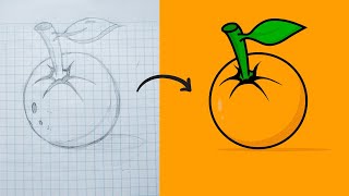 How to create a vector from a sketch: Adobe illustrator tutorial | drawing a vector orange.