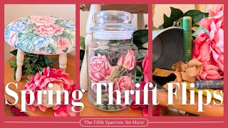 Thrift Flips For Spring | Garden Themed & Floral Decor Using an IOD Transfer Plus A Stool Makeover