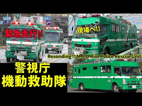 珍サイレン音で緊急走行!! 警視庁機動救助隊が連続走行で現場へ