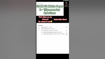 Trigonometry- Grade 12 Mathematics Paper 2 Revision