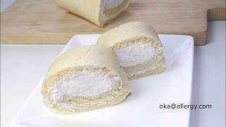 もちふわロールケーキの作り方　卵・乳・小麦不使用　How to make Egg&Dairy&Gluten free Roll cake.