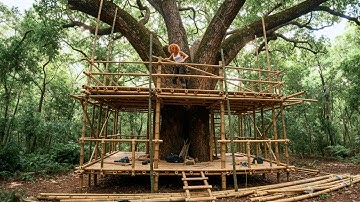 Woman Builds a 2-STORY Bamboo House on an ANCIENT Tree In Only 60 Days | From Start To Finish