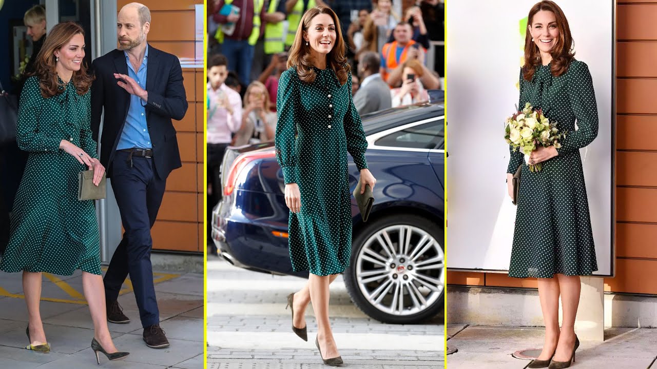 Catherine Stuns In A Green Polka Dots Dress As She Visited The Evelina London Children’s Hospital