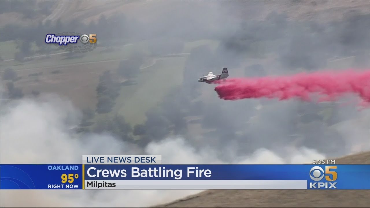 Crews Battle Grass Fire In Milpitas - YouTube
