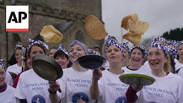 In this centuries-old English pancake race, 