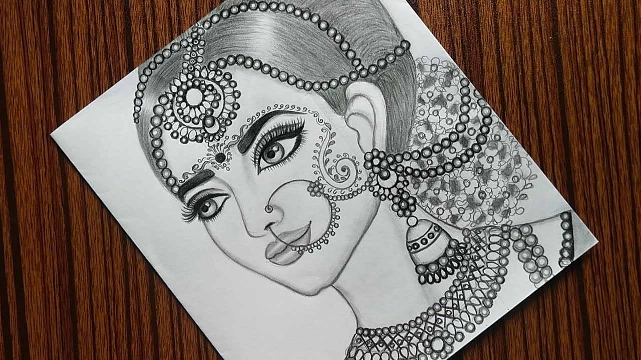 How to draw a Beautiful Traditional bride very easy Girl drawing Pencil Sketch YouTube