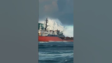 How Did This Ship Handle the Gigantic Wave Impact? #scaryocean #ocean #tidalwave