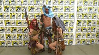 Collie Nick and Sierra in their Ewoks cosplay outfit at San Diego ComicCon