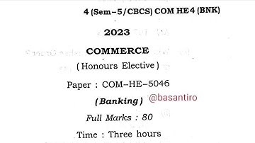 b.com 5th semester commerce Honours elective paper banking Guwahati University COM-HE- 5046 2023
