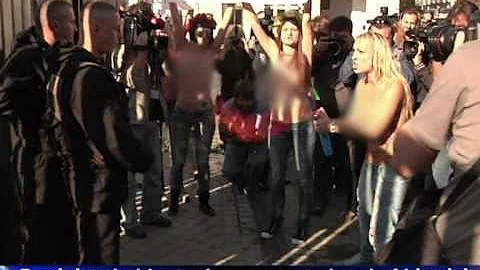 Topless protest for UEFA boss in Ukraine visit‎