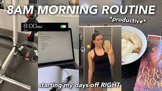 8AM PRODUCTIVE MORNING ROUTINE | skincare, gym, reading & healthy habits ☀