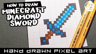 How To Draw Minecraft Diamond Sword Hand Drawn Pixel Art Speedpaint Pixelart Speedpaint Youtube