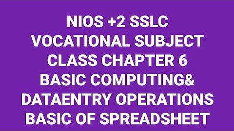 NIOS +2 SSLC VOCATIONAL CLASS CHAPTER 6