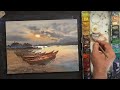 How to paint sunset scene in watercolor painting demo by javid tabatabaei