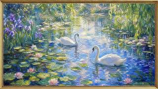 Vintage Swan Lily Pond Painting | 4k Frame TV Art | Impressionist Inspired Artwork for TV (2 Hours) screenshot 5