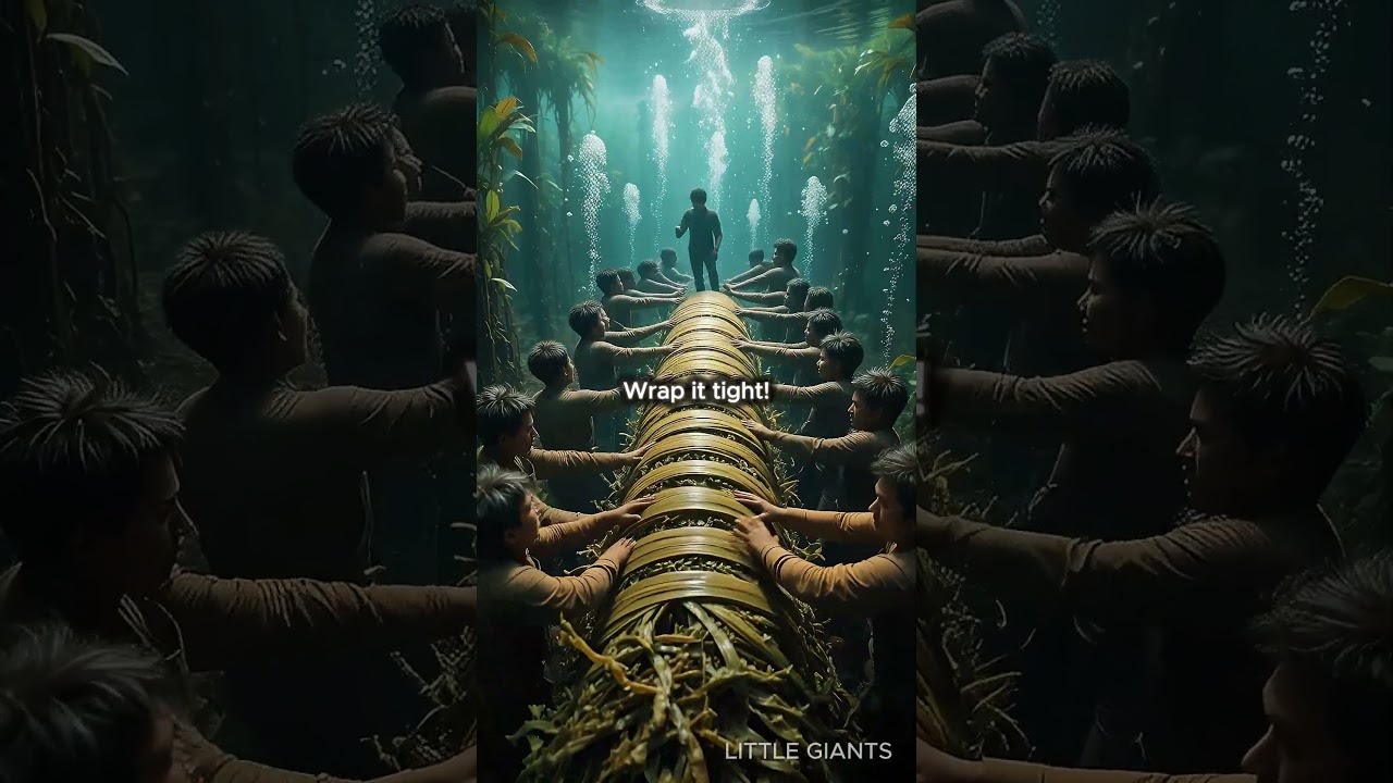 Miniature Workers Tackle Giant Seaweed Task