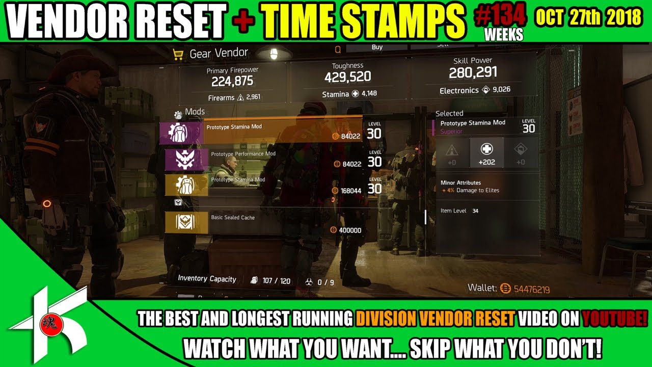 4% Damage To Elites Mod FINALLY HERE!  OCT 27th 2018 + TIME STAMPS - Weekly Division Vendor Reset