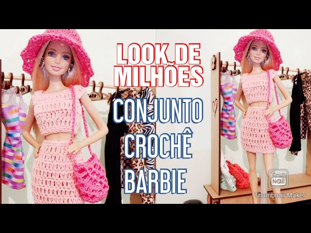 Look do Dia  Roupas de crochê para bonecas, Roupas barbie de crochê,  Vestido de crochê barbie