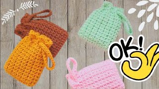 Crochet: wireless bluetooth headset storage bag, small and cute mini drawstring pocket - كروشيه جراب