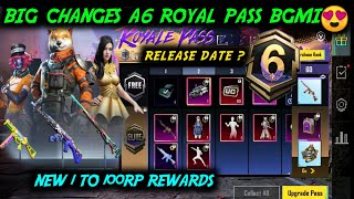 BGMI NEW ROYALE PASS DATE/ A6 ROYAL PASS 1 TO 100 RP REWARDS/BGMI NEW RP KAB AAYEGA/A6 60 UC VOUCHER