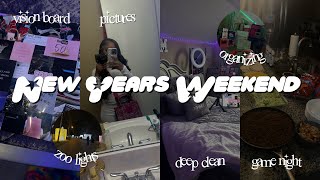 ☆NEW YEARS WEEKEND VLOG☆(deep cleaning, vision board, game night, zoo lights||Destiny Ja’Nay