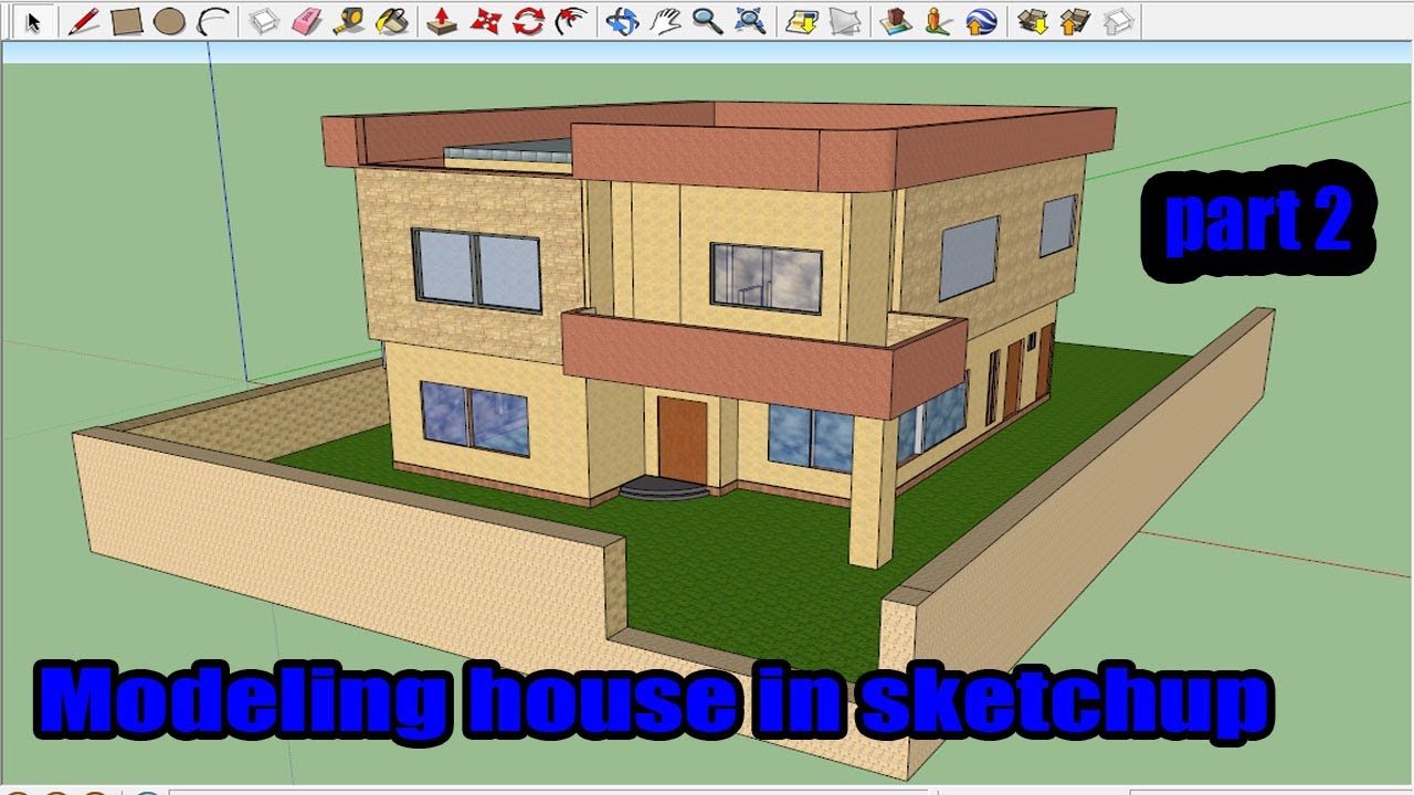 how to Modeling big House using Sketchup software Tutorial in Urdu part