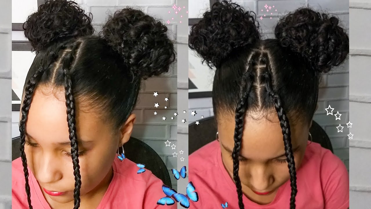 PENTEADO INFANTIL COQUE DUPLO COM TRANÇA- PENTEADO CABELO CACHEADO#34  (adultos e infantil) - thptnganamst.edu.vn