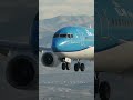 KLM airplane landing with mountains background #KLM #Aviation #PlaneSpotting #Landing