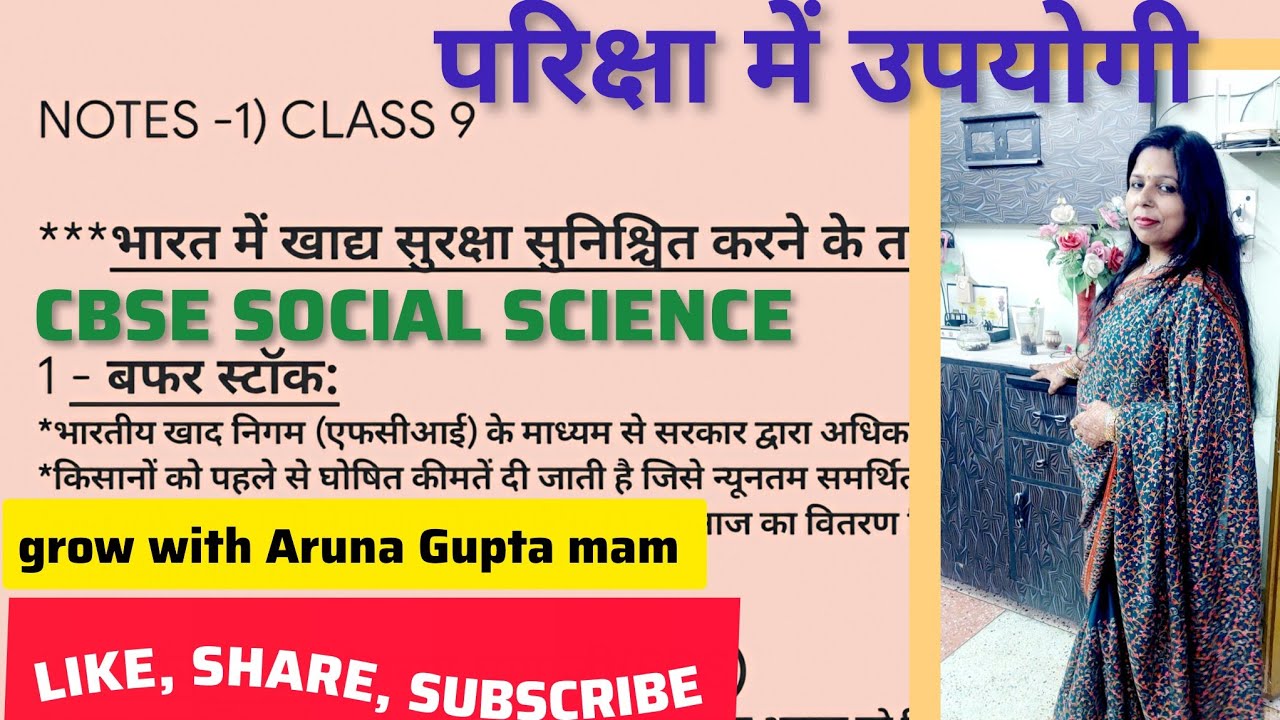 class 9th / SST notes-1 / भारत में खाद्य सुरक्षा 