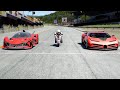 BMW S1000RR vs Bugatti Centodieci vs Apollo Project EVO at Old SPA