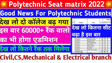 पॉलिटेक्निक सीट मैट्रिक्स जारी हुआ 🔥।polytechnic seat matrix 2022