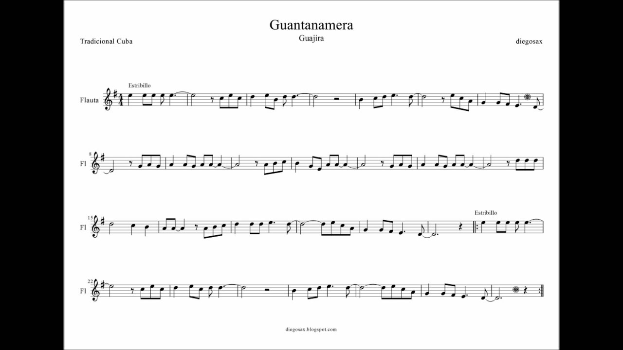 Гуантанамера перевод песни. Гуантанамера Ноты для саксофона. Гуахира Ноты.