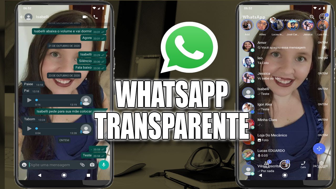 Como deixar o Whatsapp Transparente no Android - YouTube