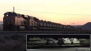 Military train hauls over a hundred tanks, armory and equipment through the night 🚂 🪖