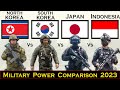 North korea vs south korea vs japan vs indonesia military power comparison 2023