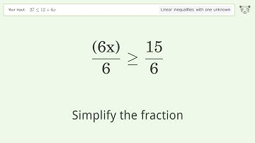 Solving Linear Inequalities: 27 is Smaller Than or Equal to 12+6x