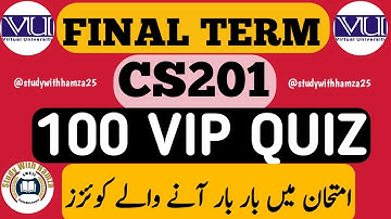 CS201 Final Term Preparation Fall 2023 | CS201 Final Term Solved MCQs Most Repeated Question VU