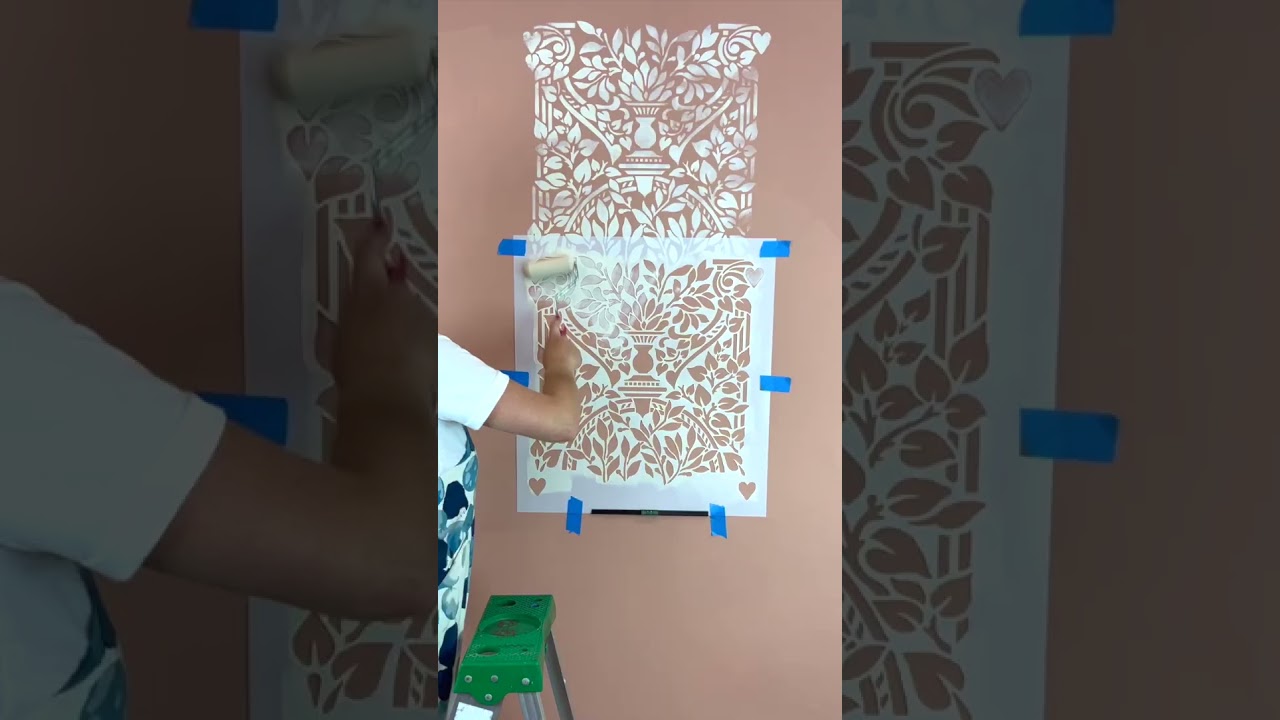 Super Easy Wall Stencil Anyone Can Do!!! #cuttingedgestencils #diy #stencilart