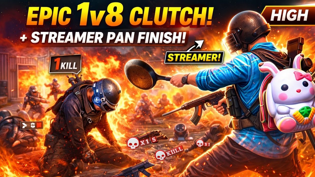 EPIC 1v8 CLUTCH 😱 Streamer ko PAN se Finish! | UMP + AKM BGMI