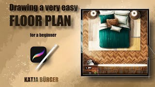DRAWING A VERY EASY FLOOR PLAN in Procreate for a beginner