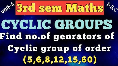 CYCLIC GROUPS /Find no.of generators cyclic of order (5,6,8,12,15,60)/unit-4/3rd sem / in Telugu